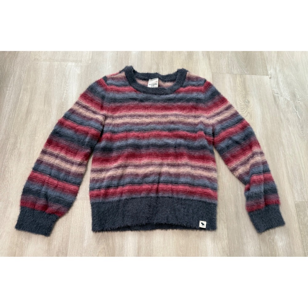Abercrombie Kids Girls Striped Fuzzy Sweater‎ Size 7-8